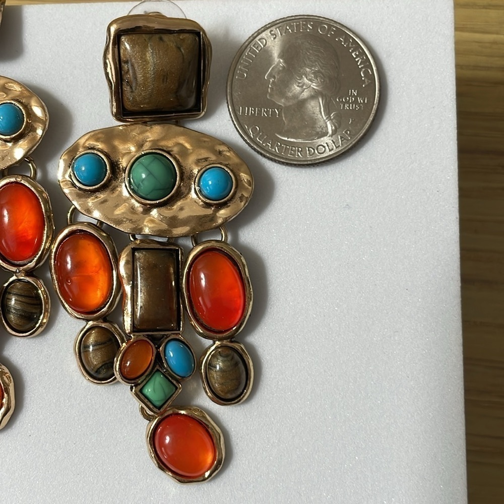 Stone Multicolored Bohemian Drop Earrings - Picture 9 of 13